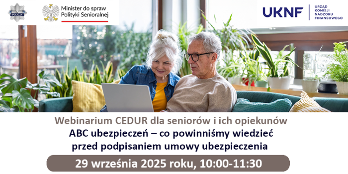 Miniaturka artykułu Zapraszamy seniorów na webinarium „ABC ubezpieczeń – co powinniśmy wiedzieć przed podpisaniem umowy ubezpieczenia”