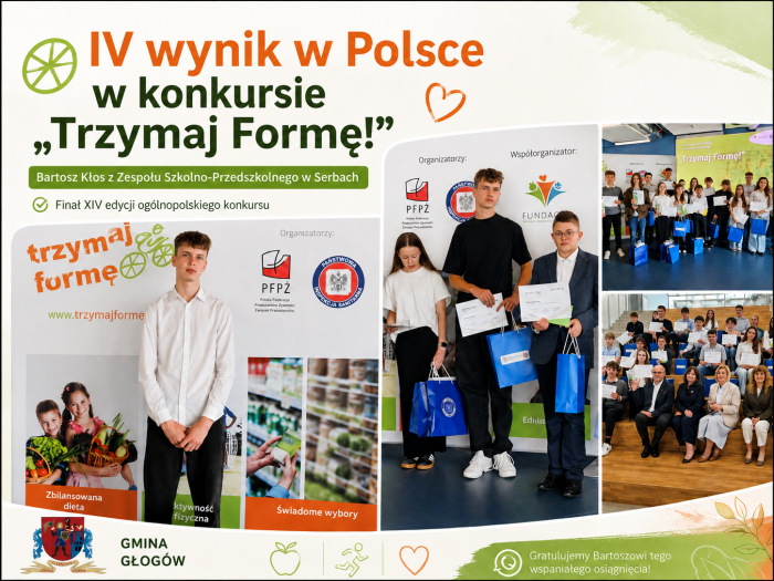 Miniaturka artykułu IV wynik w Polsce dla ucznia z Serbów w konkursie „Trzymaj Formę!”
