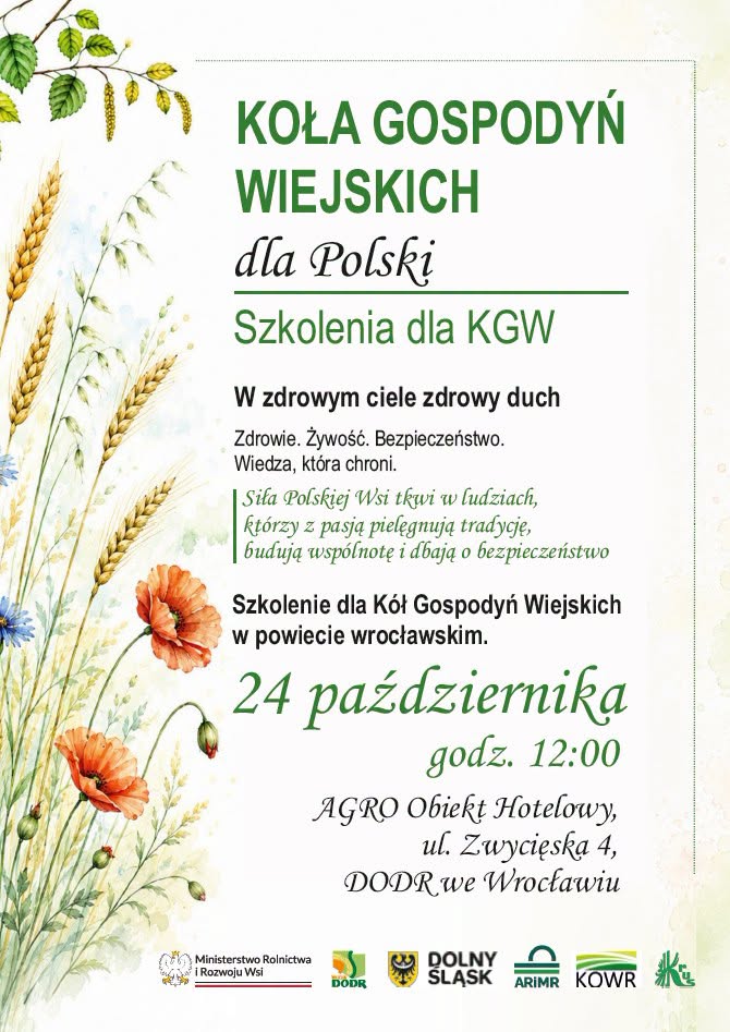 Miniaturka artykułu Bezpłatne szkolenie dla Kół Gospodyń Wiejskich!